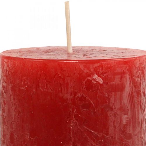 Artikel Pelarljus Rustika enfärgade adventsljus röda 70/110mm 4 st