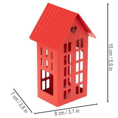 Metallljushållare Hus Röda med Bricka 35cm 1 Set | Floristik24.se