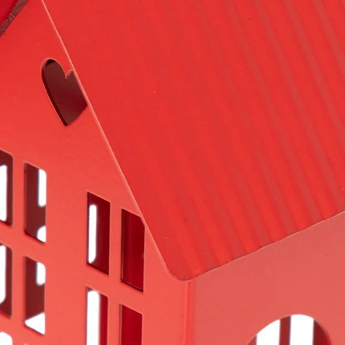 Metallljushållare Hus Röda med Bricka 35cm 1 Set | Floristik24.se