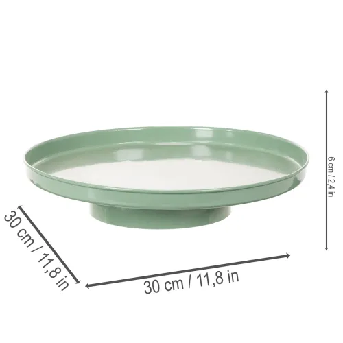 Rund grön dekorativ tallrik på stativ för bordsdekoration, 30 cm | Floristik24.se