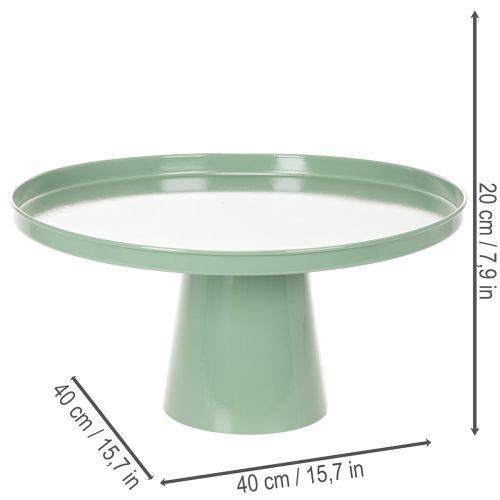 Grönt runt dekorativt metallbord, 40 cm i diameter, med hög kant | Floristik24.se