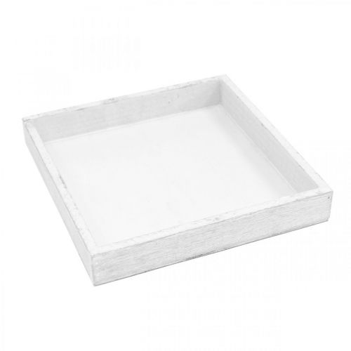 Floristik24 Dekorativ bricka vit fyrkantig träbordsdekoration vintage 19×19cm