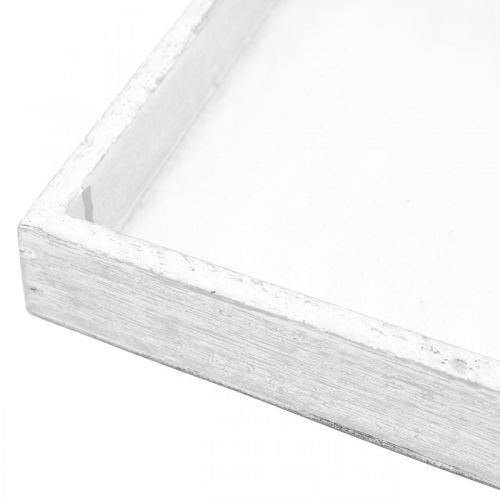 Floristik24 Dekorativ bricka vit fyrkantig träbordsdekoration vintage 19×19cm