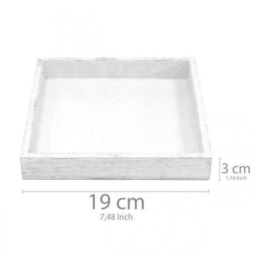 Floristik24 Dekorativ bricka vit fyrkantig träbordsdekoration vintage 19×19cm