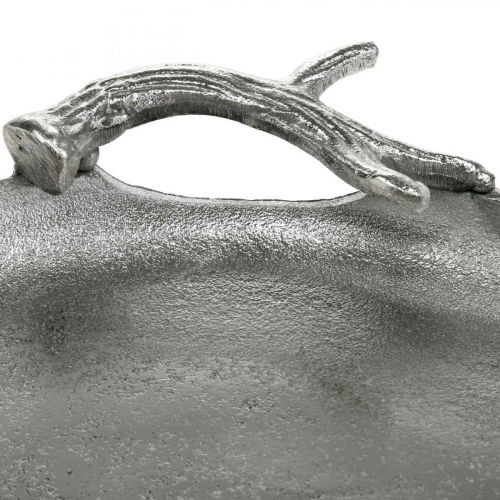 Floristik24 Dekorativa brickhjortar gevir silver aluminium rund Ø30cmH4,5cm