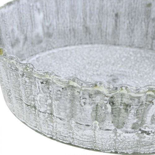 Floristik24 Kexformad metallplatta, rund dekorbricka, bordsdekoration tvättad vit Ø14cm H4cm
