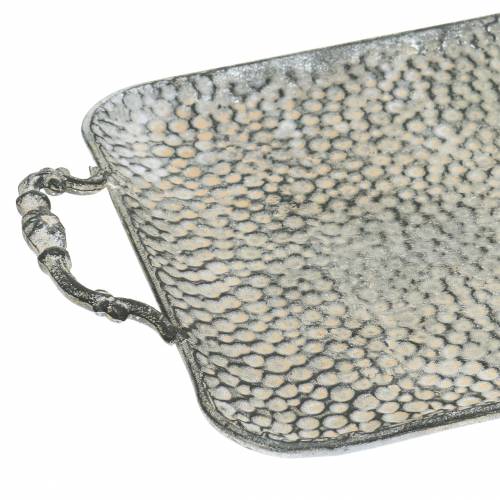 Floristik24 Dekorativ bricka med handtag antiksilver 45cm x 25cm