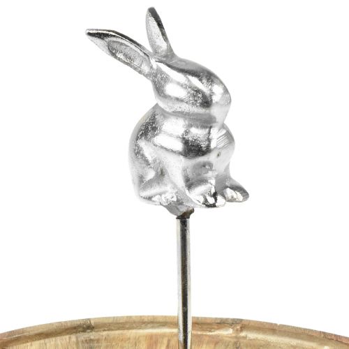 Artikel Träbricka naturlig kanin dekorativ metall silver Ø27,5cm H21cm