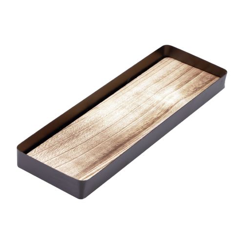 Floristik24 Dekorativ bricka metall trä metall bricka träbotten 34,5×11×3cm