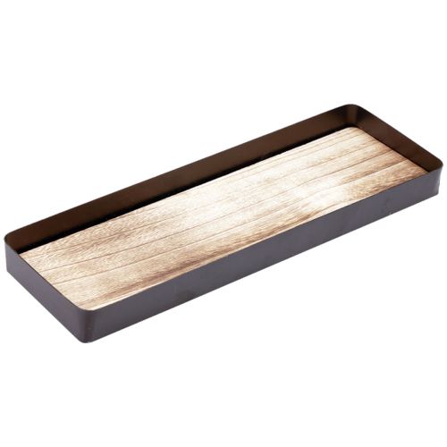 Floristik24 Dekorativ bricka metall trä metall bricka träbotten 40x13x3cm