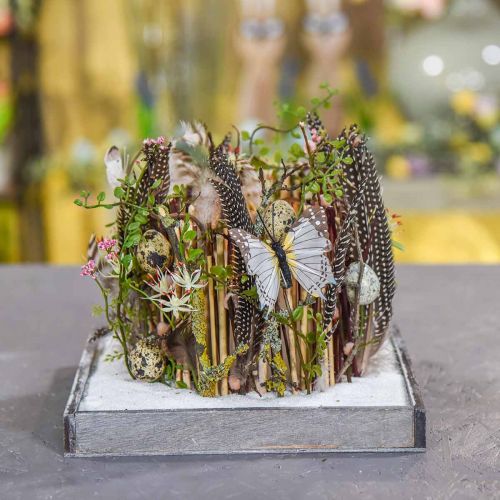 Artikel Bricka trä fyrkantig grå, vit bordsdekoration Shabby Chic 24,5×24,5cm