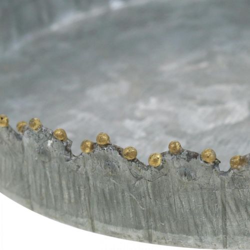 Floristik24 Dekorativ bricka i metall, bordsdekoration, tallrik för dekoration av silver/guld Ø18,5cm H2cm
