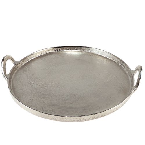 Artikel Bricka rund silvermetallbricka med handtag 38x35x6,5cm