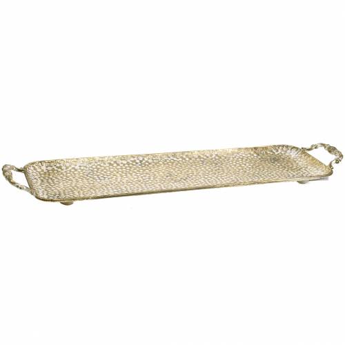 Floristik24 Dekorativ bricka med handtag antikt guld 53cm x 18cm