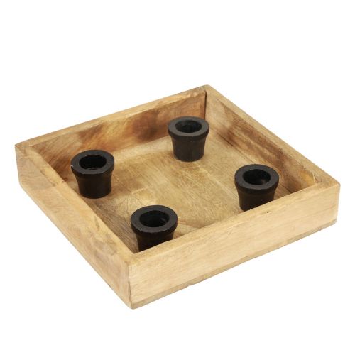 Ljusbricka träbricka naturlig stickljusstake 20cm