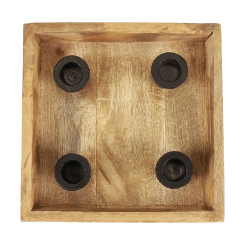 Floristik24 Ljusbricka träbricka naturlig stickljusstake 20cm