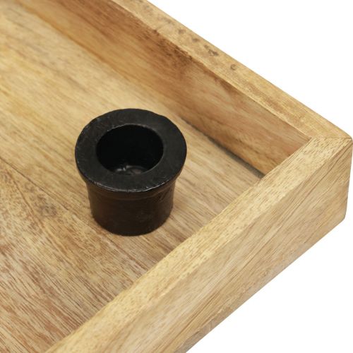 Artikel Ljusbricka träbricka naturlig pinne ljushållare 24,5cm