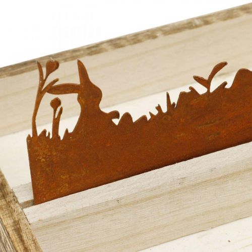 Artikel Dekorativ bricka påskäng, vårdekoration, träbricka patina 35×15cm