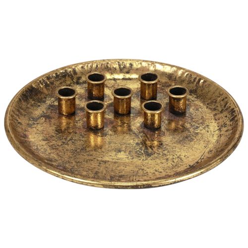 Floristik24 Ljusplatta metall vintage guld pinne ljushållare Ø30cm