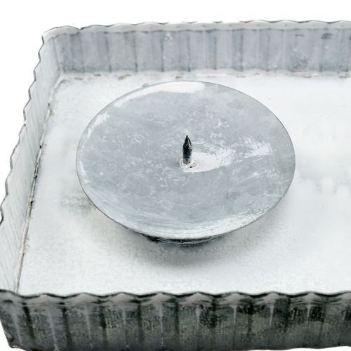 Floristik24 Bricka med 4 ljusstake zink 40cm x 12,5cm 1st