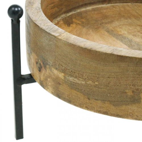 Floristik24 Bricka med fötter, trä dekoration rund, bricka för plantering natur, svart Ø25cm H11cm