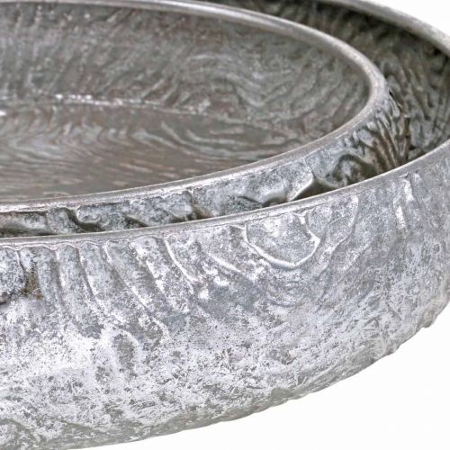 Artikel Dekorativ skål silver rund antik look metall Ø50/38cm set om 2