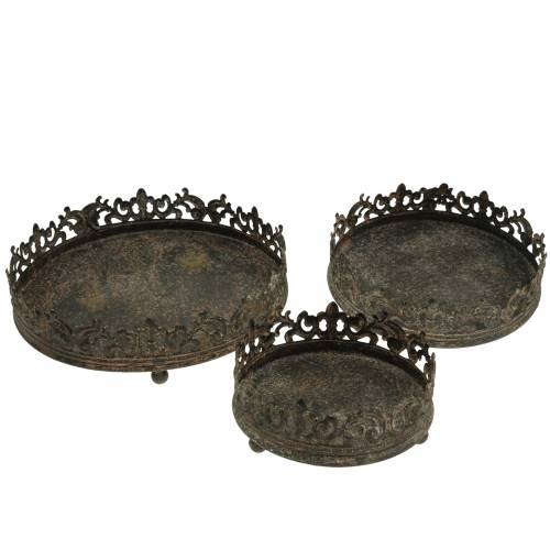 Floristik24 Antik metallbricka Ø16 / 20 / 25cm 3st