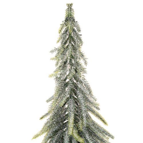 Konstgjord gran, glaserad, dekorativ gran på träbas för vinterdekoration och jul, 75 cm | Floristik24.se