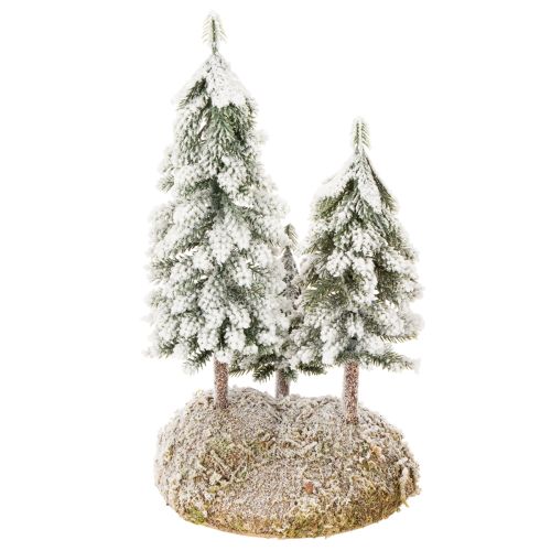 Snötäckta granar, konstgjort vinterlandskap för julby och bordsdekoration, 29 cm | Floristik24.se