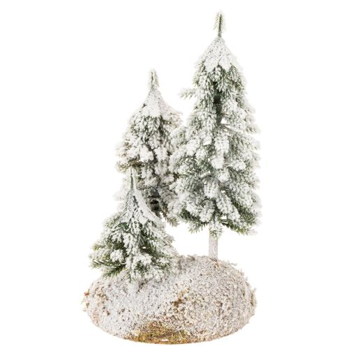 Snötäckta granar, konstgjort vinterlandskap för julby och bordsdekoration, 29 cm | Floristik24.se