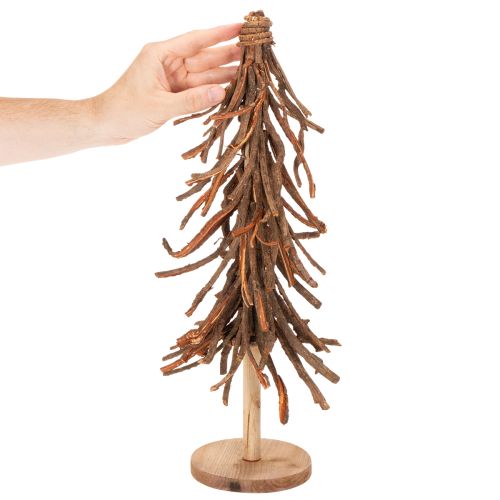 Julgran gjord av pilgrenar på träbas, 48 cm | Floristik24.se