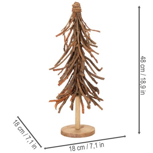 Julgran gjord av pilgrenar på träbas, 48 cm | Floristik24.se