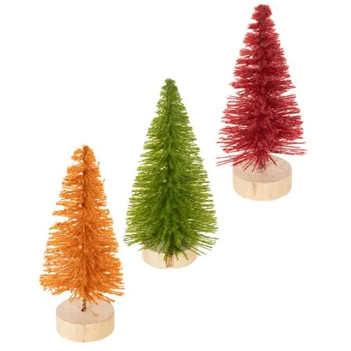 Konstgjord julgran med träfot, liten, 16 cm, 6 stycken köpa | Floristik24.se
