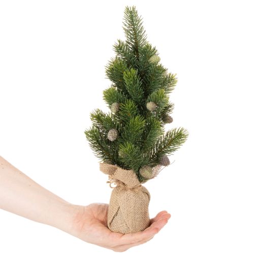 Konstgjord julgran i jutesäck, liten bordsdekoration, minijulgran, 38 cm | Floristik24.se