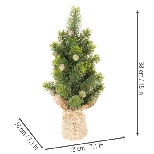 Konstgjord julgran i jutesäck, liten bordsdekoration, minijulgran, 38 cm | Floristik24.se