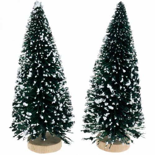 Artikel Dekorativ gran med snö, juldekoration, advent H13cm Ø5,5cm 2 st