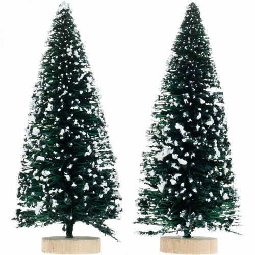 Artikel Dekorativ gran med snö, juldekoration, advent H13cm Ø5,5cm 2 st