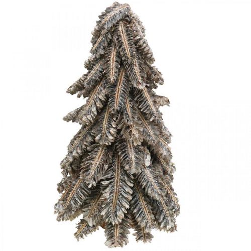 Gran av kottar, julgran täckt med snö, vinterdekorationer, advent, tvättad vit H33cm Ø20cm