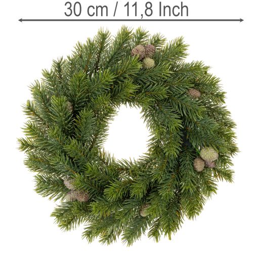 Konstgjord grankrans med kottar för dörr eller bord, 30 cm | Floristik24.se