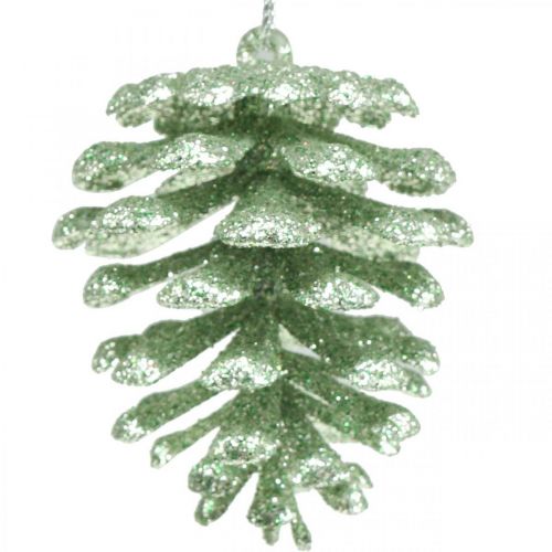 Floristik24 Julgransprydnader deco kottar glitter mint H7cm 6st