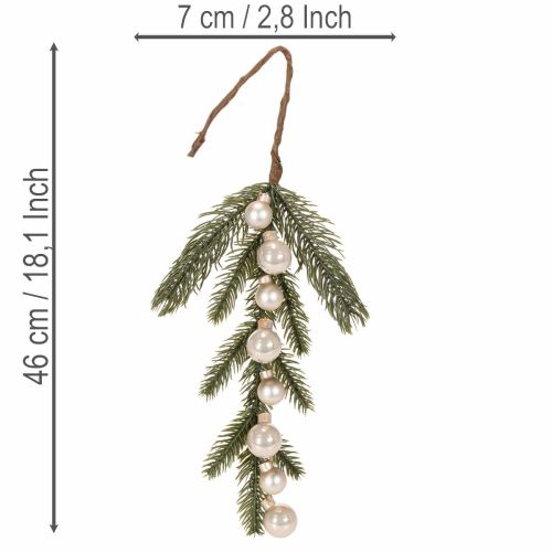 Konstgjord grangren med vita mini julgranskulor, 46 cm, 2 stycken | Floristik24.se