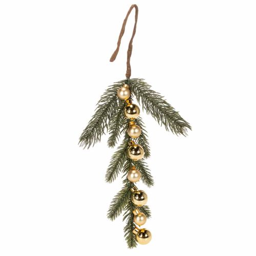Konstgjord grangren med guldfärgade mini julgranskulor, 46 cm, 2 stycken köpa | Floristik24.se