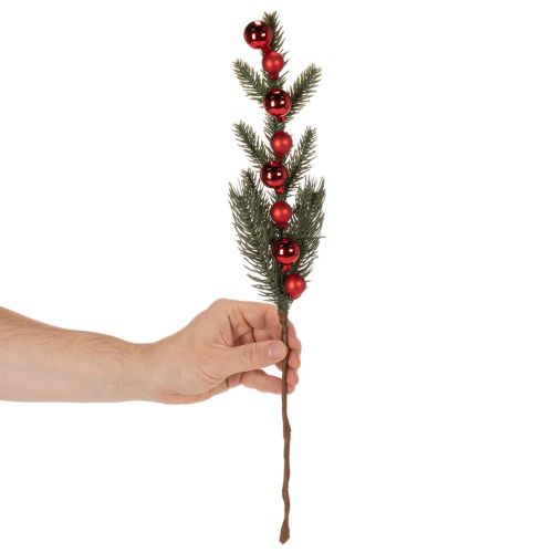 Konstgjord grangren med julgranskulor, 48 cm, 2 stycken | Floristik24.se