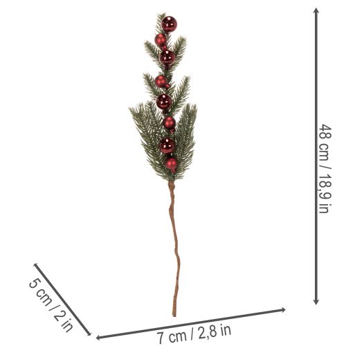 Konstgjord grangren med julgranskulor, 48 cm, 2 stycken | Floristik24.se