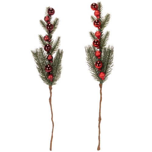 Konstgjord grangren med julgranskulor, 48 cm, 2 stycken | Floristik24.se