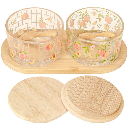 Artikel Tapas-set persiksyltburkar på bricka 20×10×6,5 cm