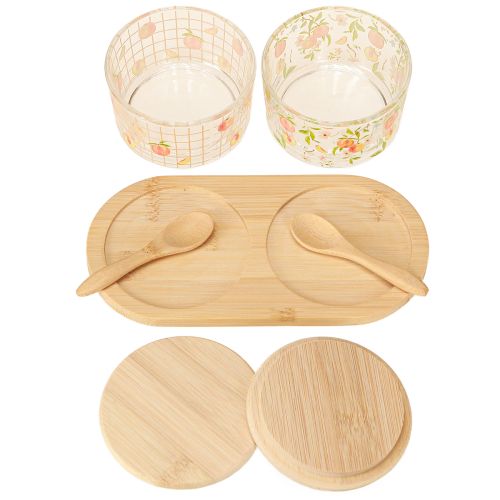 Artikel Tapas-set persiksyltburkar på bricka 20×10×6,5 cm
