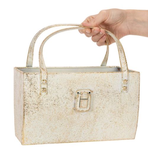 Metallpåse, dekorativ behållare, rektangulär, 26 cm, guld | Floristik24.se