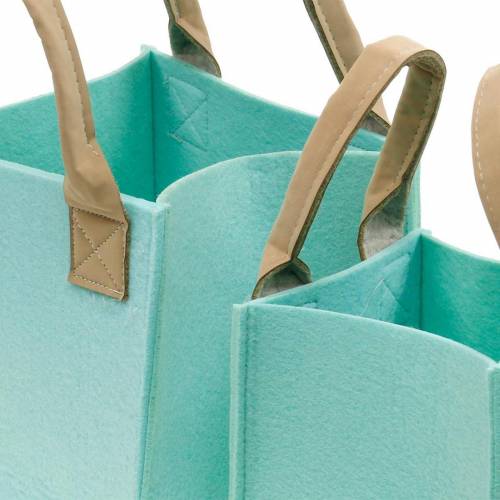 Floristik24 Dekorativ planteringsfilt mintgrön filtkorg med handtag filtdekorationssats om 2