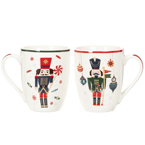 Julmugg med motiv av nötknäppare och polkagrisstång, 10 cm, 2 stycken | Floristik24.se